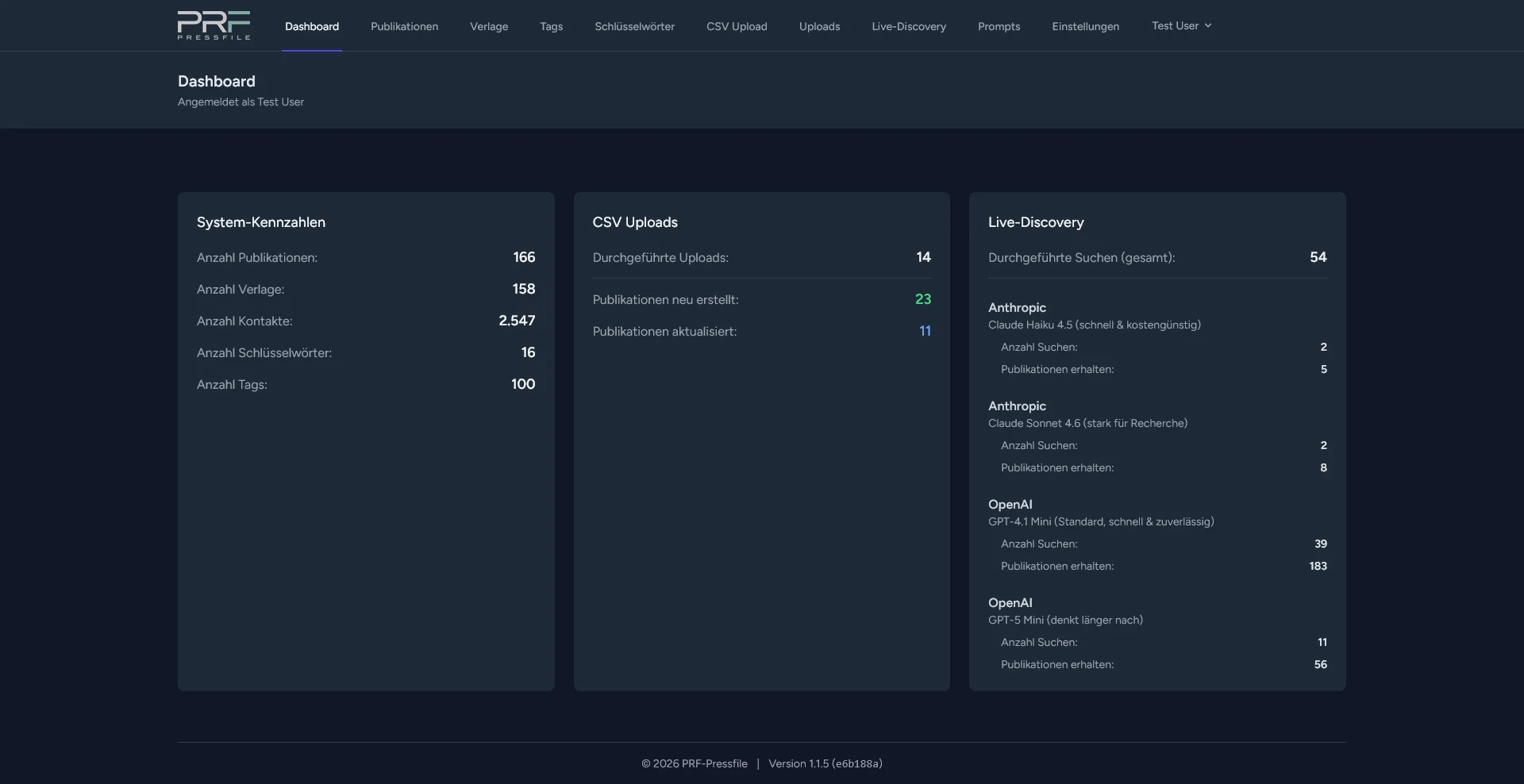 Screenshot von PressFile AI Base